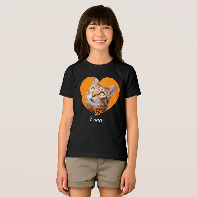 Pet's Cute Modern Typography Name and heart Photo Tri-Blend Shirt (Vorderseite Voll)