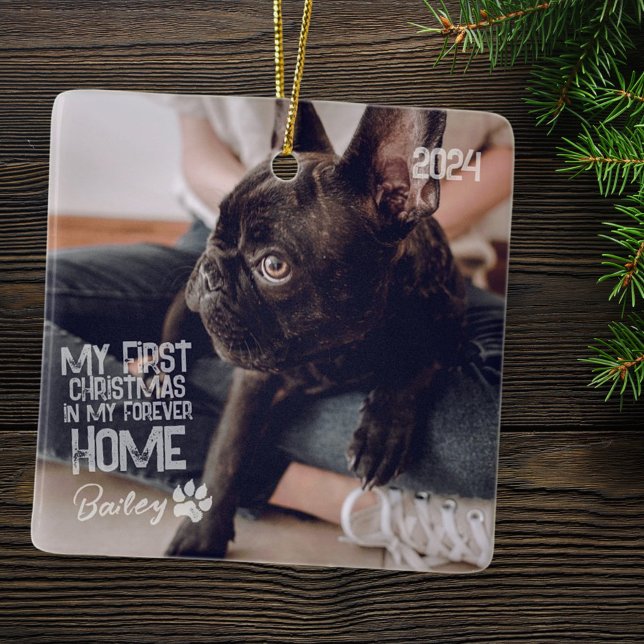 Pet's First Christmas Forever Zuhause Modern Grung Keramikornament (Von Creator hochgeladen)