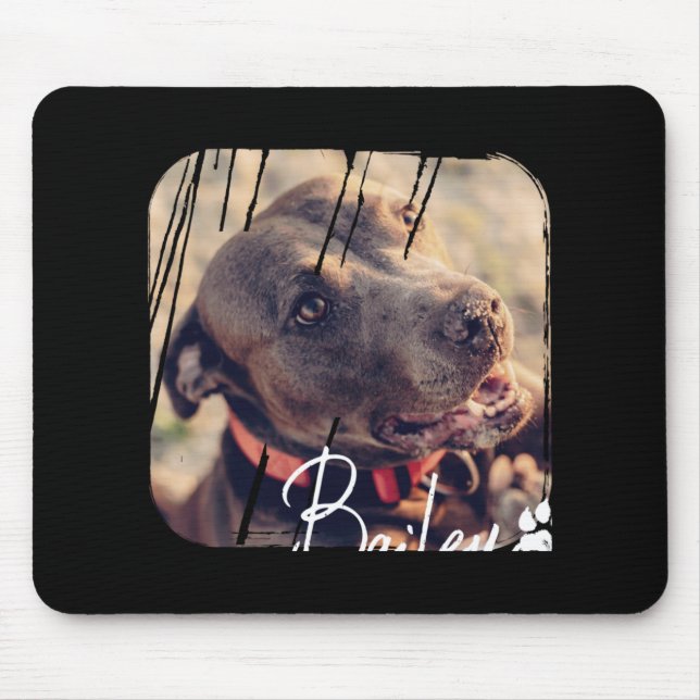 Pets Modern Simple Cool Nge Name And Photo  Mousepad (Vorne)