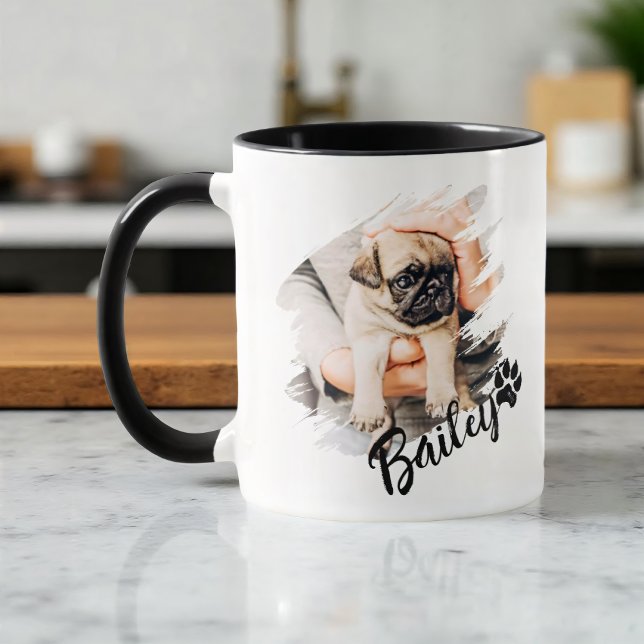 Pet's Modern Simple Cool Typography Name and Photo Tasse (Von Creator hochgeladen)