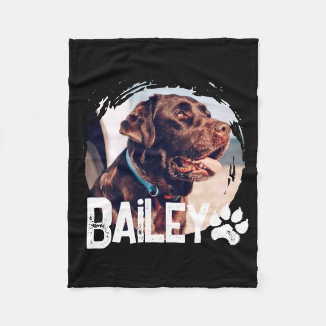 Pets Simple Modern Cool Nge Name And Photo  Fleecedecke (Vorderseite)