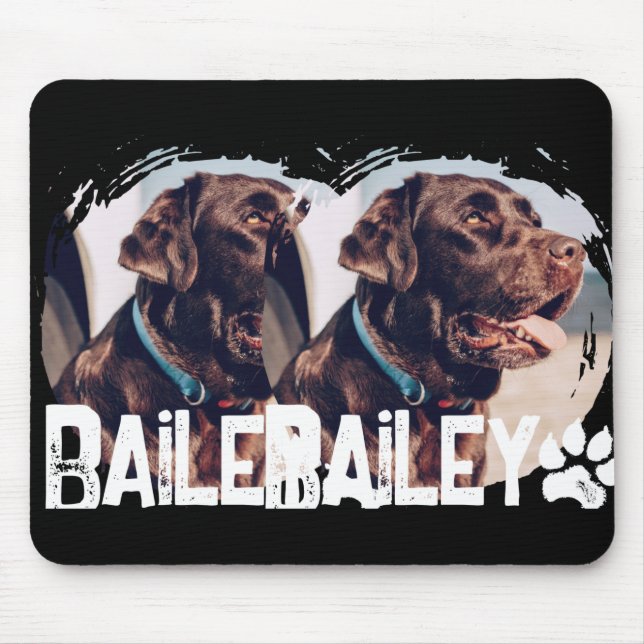 Pets Simple Modern Cool Nge Name And Photo T Shirt Mousepad (Vorne)