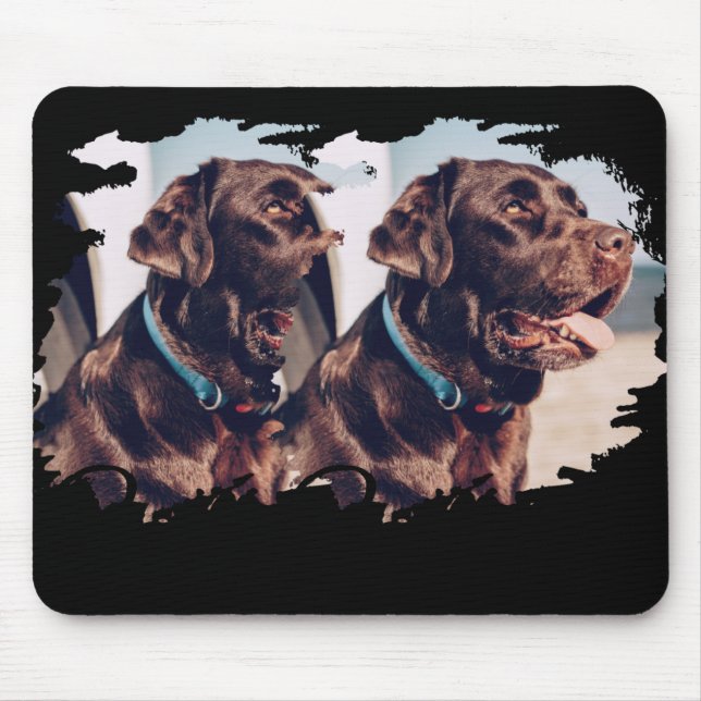 Pets Simple Modern Cool Tygraphy Name And Photo T  Mousepad (Vorne)