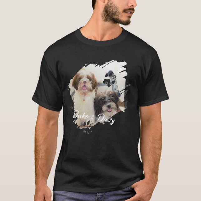 Pet's Simple Modern Cool Typography Name and Photo T-Shirt (Vorderseite)