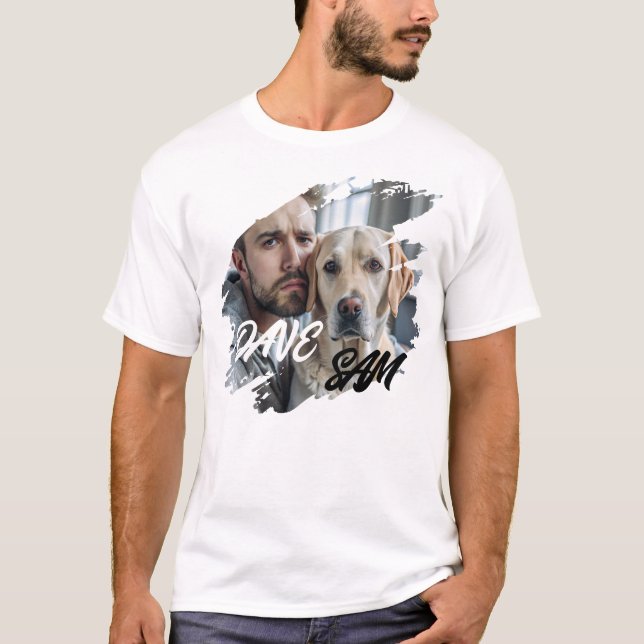 Pet's Simple Modern Cool Typography Name and Photo T-Shirt (Vorderseite)