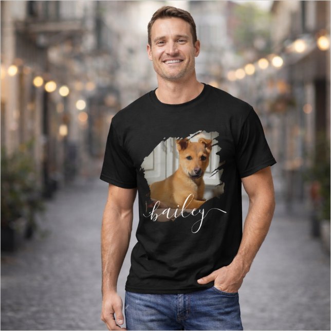 Pet's Simple Modern Cool Typography Name and Photo T-Shirt (Von Creator hochgeladen)