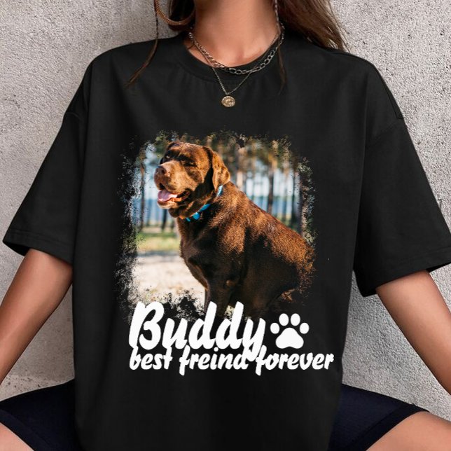 Pet's Simple Modern custom Name and Photo T-Shirt (Von Creator hochgeladen)