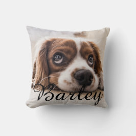 Pet's Simple Modern Elegant Chic Name and Photo Kissen