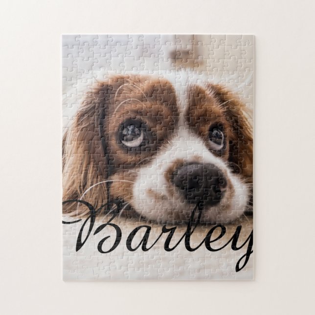 Pet's Simple Modern Elegant Chic Name and Photo  Puzzle (Vertikal)