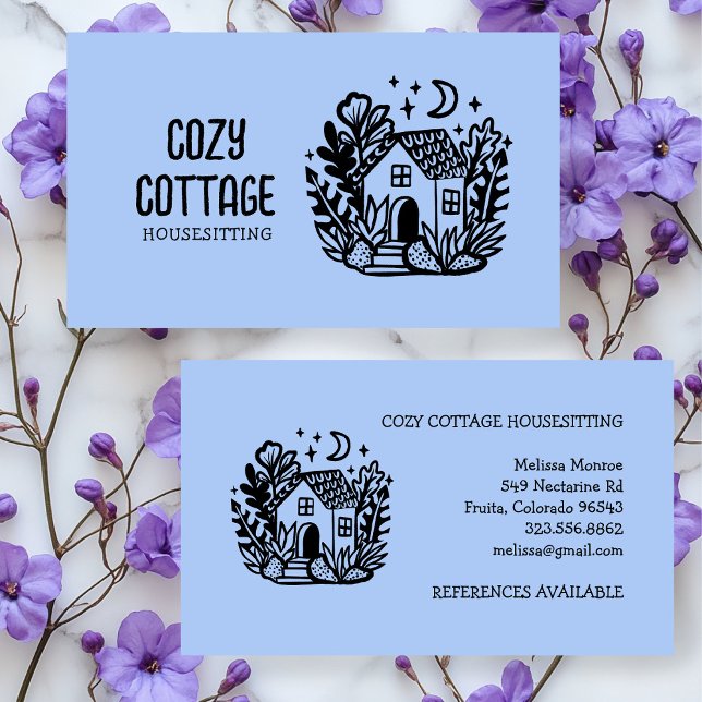 Petsitter Zuhause Niedliche Hütte Art Custom Visitenkarte (Housesitter Petsitter Home Cute Cottage Art Custom Business Card
)