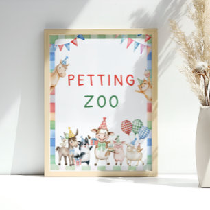 Petting Zoo Farm Animals Barnyard Geburtstag Poster