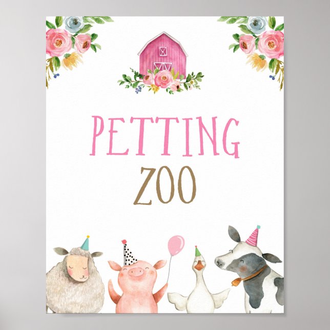Petting Zoo Farm Animals Barnyard Girl Geburtstag Poster (Vorne)