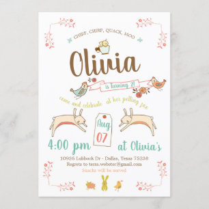 Petting Zoo Geburtstagsparty Einladung