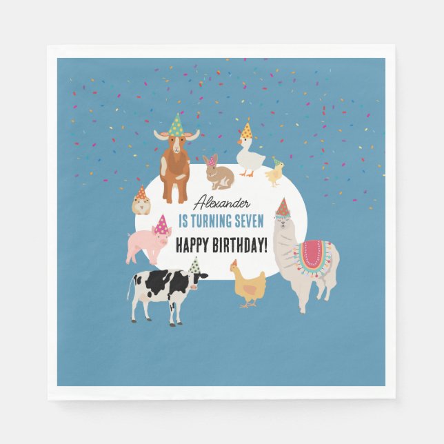 Petting Zoo Party Animals Barnyard Birthday Boy Serviette (Vorderseite)