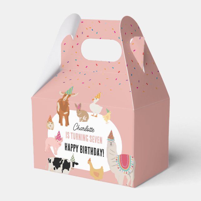Petting Zoo Party Animals Barnyard Birthday Girl Geschenkschachtel (Vorderseite)