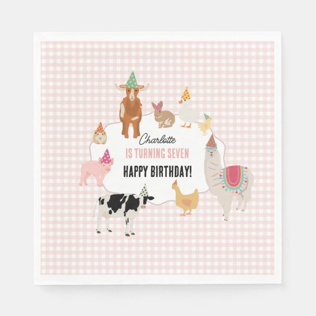Petting Zoo Party Animals Barnyard Birthday Girl Serviette (Vorderseite)