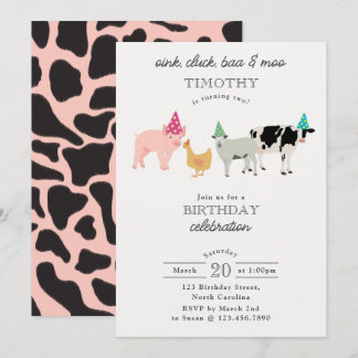 Petting Zoo Party Animals Barnyard Birthday Kids Einladung
