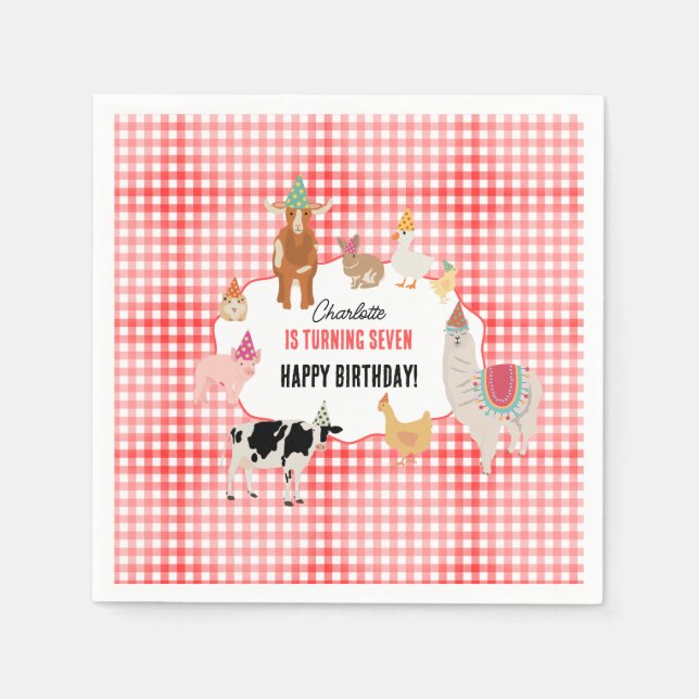 Petting Zoo Party Animals Barnyard Birthday Kids Serviette (Vorderseite)