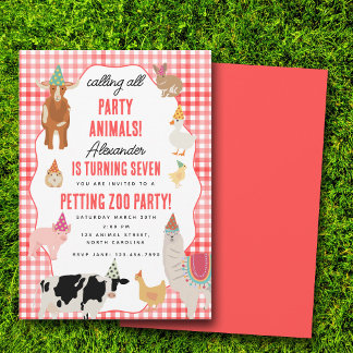 Petting Zoo Party Animals Barnyard Birthday Theme Einladung