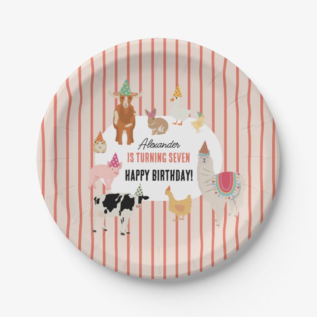 Petting Zoo Party Animals Barnyard Birthday Theme Pappteller (Vorderseite)
