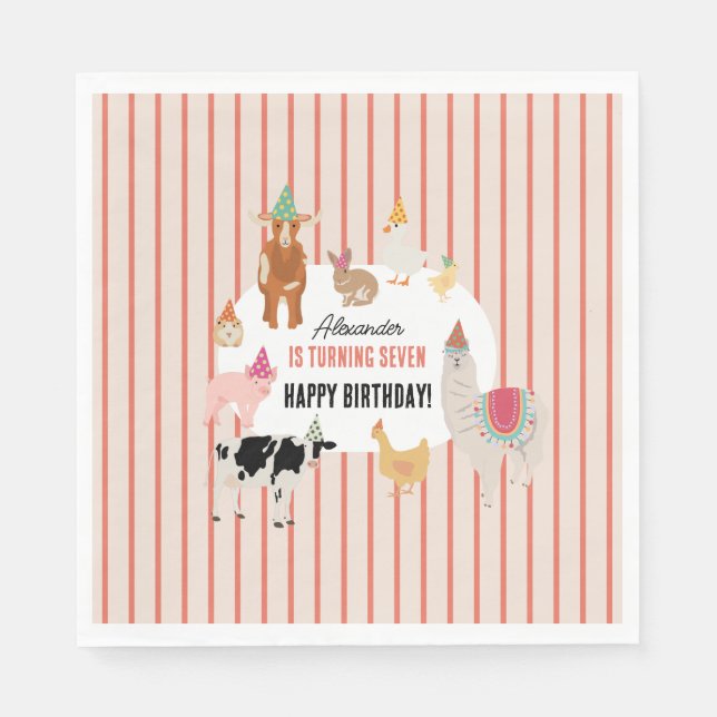 Petting Zoo Party Animals Barnyard Birthday Theme Serviette (Vorderseite)
