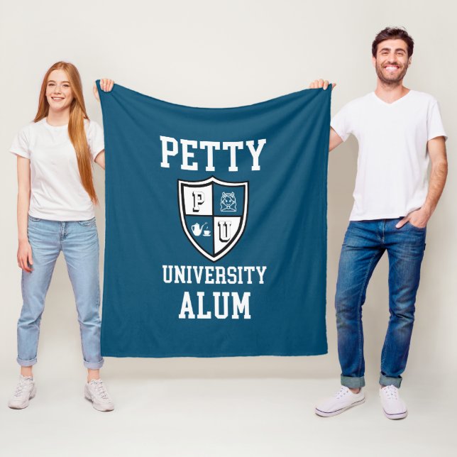 Petty University Alum grad alma matter blau lustig Fleecedecke (Beispiel)
