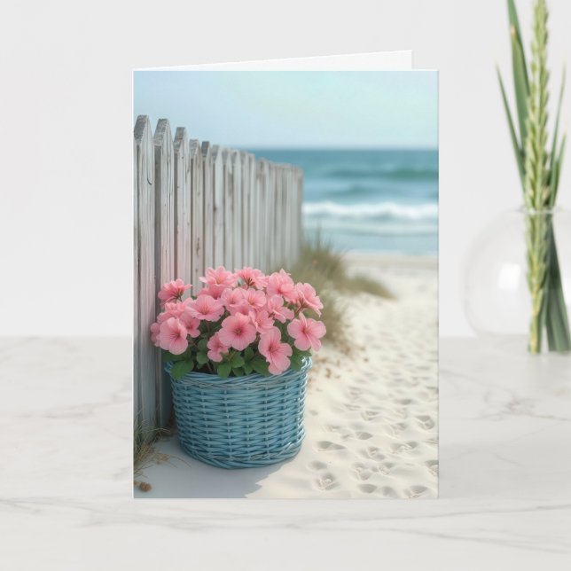 Petunia Beach Basket Denken Sie an Sie Karte (Vorderseite)