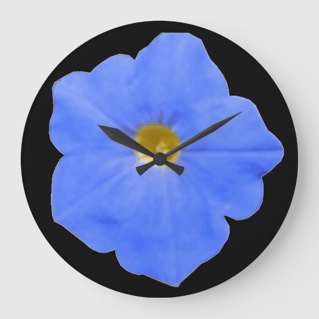 Petunia Blau- und Gelbwanduhr Große Wanduhr (Vorderseite)