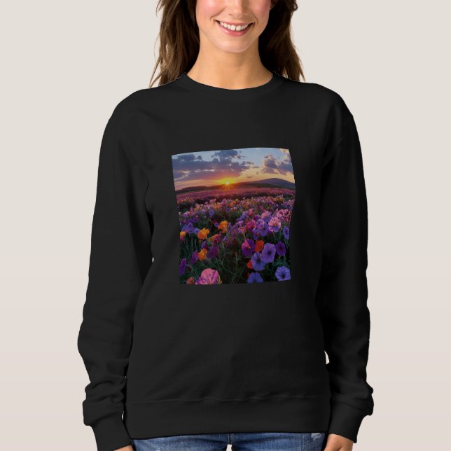 Petunia Blume Field Beautiful Sunset Graphic Sweatshirt (Vorderseite)