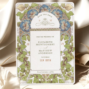 Petunia Save the Date Vintager Jugendstil von Much Einladung