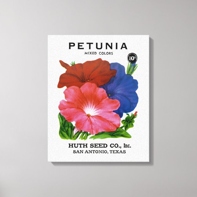 Petunia Vintag Seed Packet Leinwanddruck (Vorderseite)