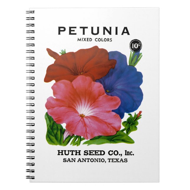 Petunia Vintag Seed Packet Notizblock (Vorderseite)