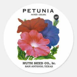 Petunia Vintag Seed Packet Runder Aufkleber