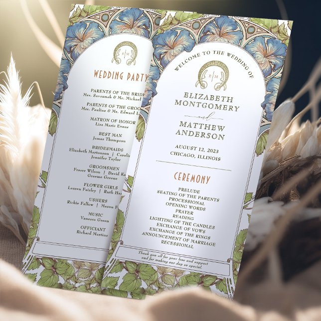 Petunia Vintage Hochzeitsprogramm Jugendstil Mucha Programm (Von Creator hochgeladen)