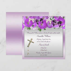 Petunias, Bows, Rosary & Beads Taufe Einladung