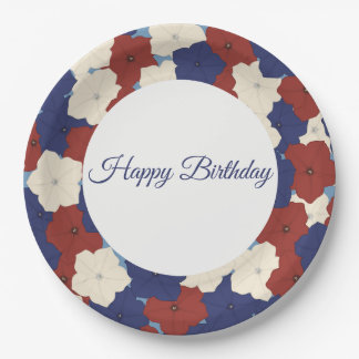 Petunias Paper Plate - Happy Birthday Pappteller