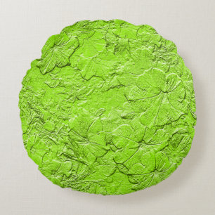 Petunias-Skulpturen, Frühlingsgrüner Rundwurfkisse Rundes Kissen