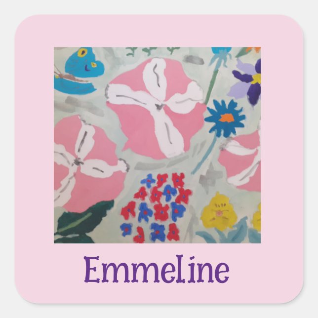 Petunias & Sommerliche Blume Personalisiert Quadratischer Aufkleber (Vorderseite)