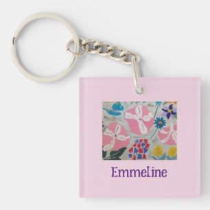 Petunias & Sommerliche Blume Personalisiert Schlüsselanhänger