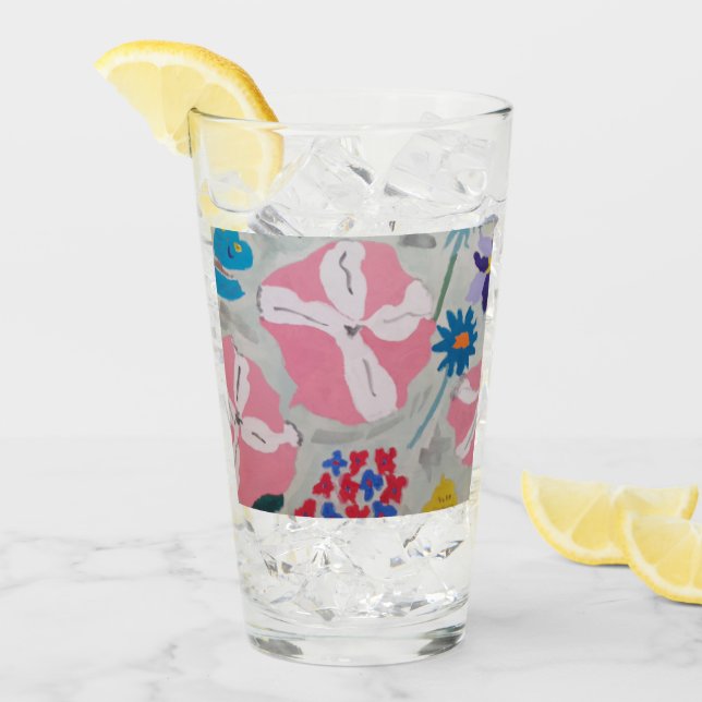 Petunias & Summer Blume Glas (Vorderseite Ice)