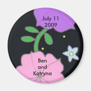 Petunie auf Schwarzem Save the Date Magnet