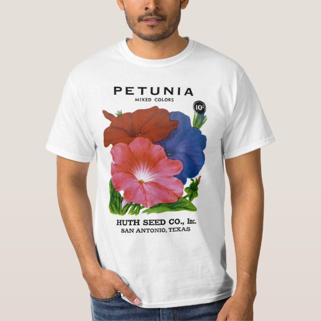 Petunie-Vintages Samen-Paket T-Shirt (Vorderseite)