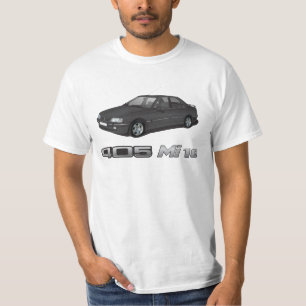 Peugeot 405 mit metallischem Abzeichen MI 16, T-Shirt