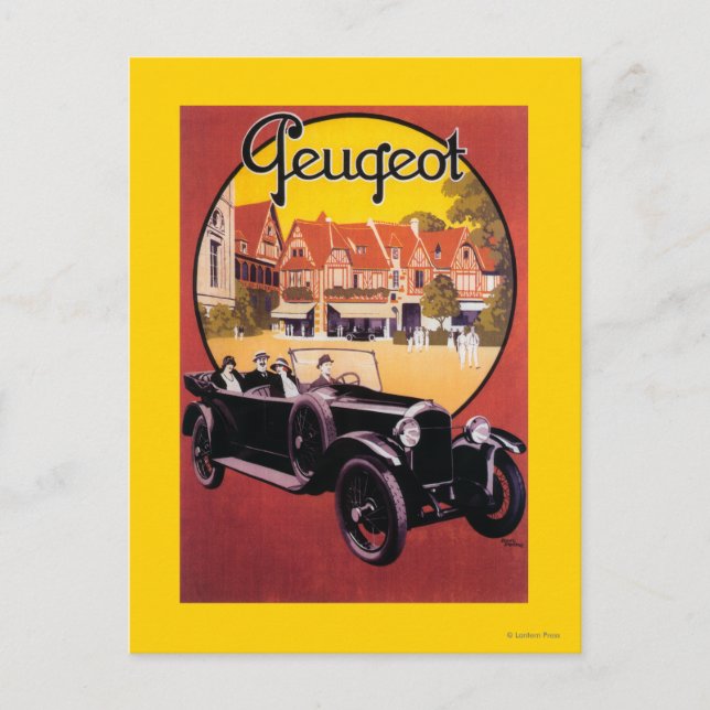 Peugeot Automobile-Werbeplakat Postkarte (Vorderseite)