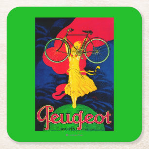 Peugeot-Fahrrad Vintages PosterEurope Rechteckiger Pappuntersetzer