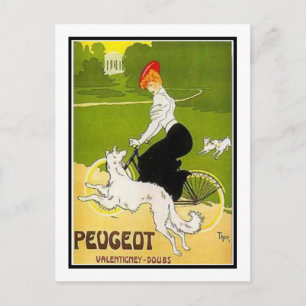 Peugeot Frau mit Hund Postkarte