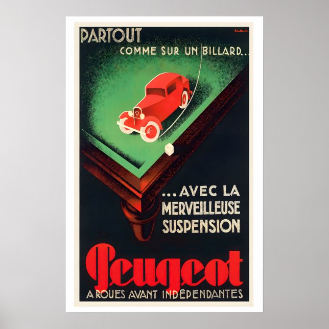 Peugeot - Unabhängige Vorderräder -  Oldtimer Poster (Vorne)