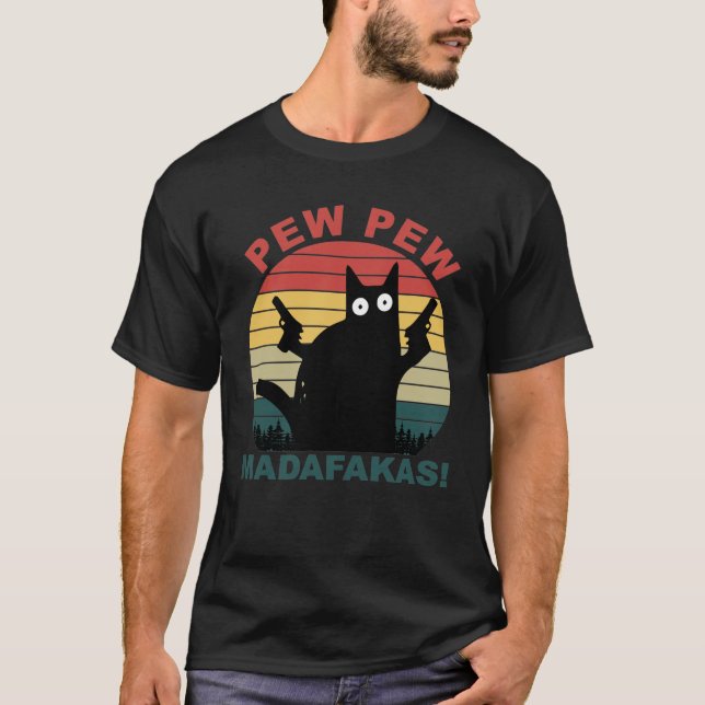 Pew Madafakas Funny Black Cat mens T - Shirt  (Vorderseite)