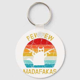 Pew Madafakas Pew Guns Funny Black Cat Retro Vinta Schlüsselanhänger
