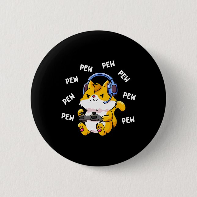 Pew Pew Gamer Cat Video Game Cats Gaming Kitty Lov Button (Vorderseite)